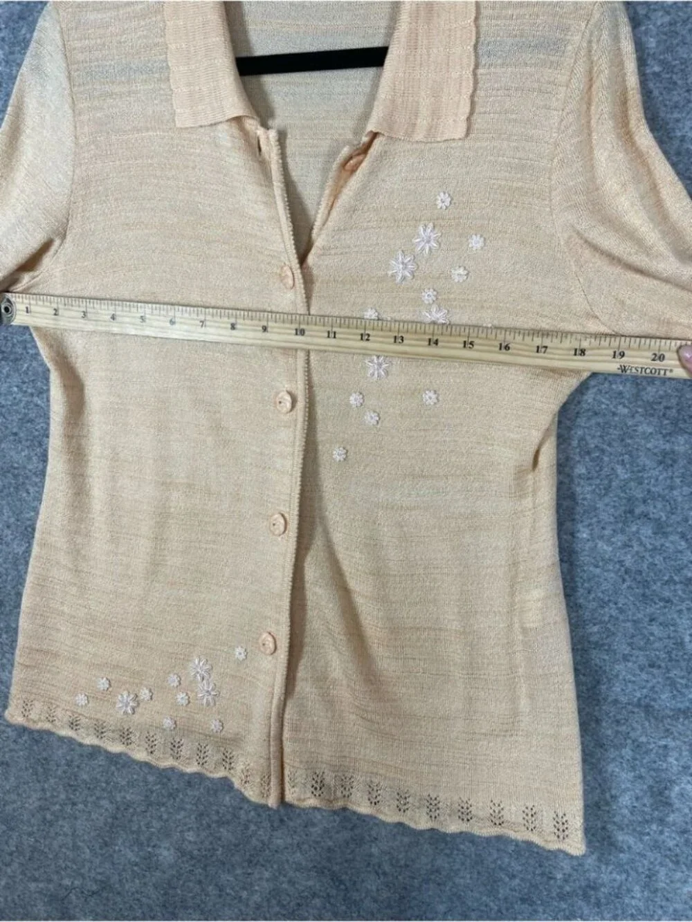 Vintage Carte Knit Cardigan Beige Floral Embroidered Sweater Coquette Festival